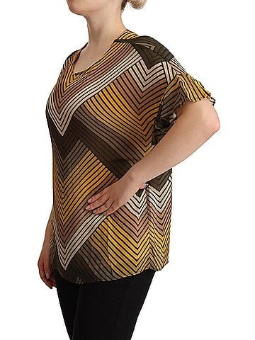 Twinset Multicolor Stripes Short Sleeves Round Neck Top Women's Blouse (view 2)