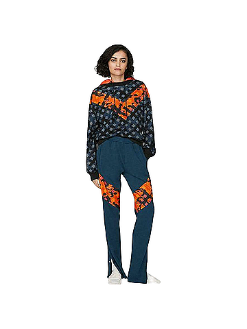 MCM Women's Blue Cotton Camo Lion Orange Nylon Hood Sweatshirt (Regular; M) (view 1)