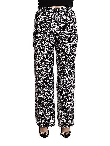 Michael Kors Black High Waist Printed Straight Women's Pants (view 1)