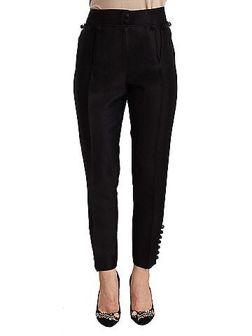 Dsquared2 Black Button Embellished Cropped High Waist Women's Pants (view 1)