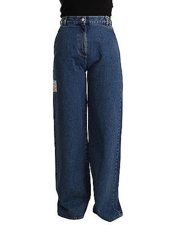 GCDS Blue Cotton High Waist Wide Leg Boot Cut Denim Women's Jeans (view 1)