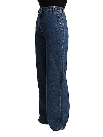 GCDS Blue Cotton High Waist Wide Leg Boot Cut Denim Women's Jeans (view 2)