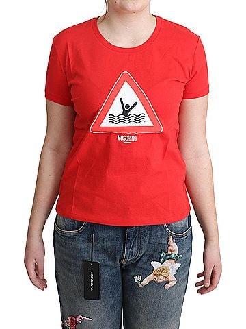 Moschino Red Cotton Swim Graphic Triangle Print  Women's T-shirt (view 1)
