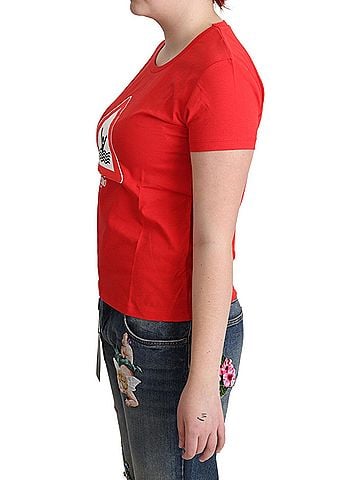 Moschino Red Cotton Swim Graphic Triangle Print  Women's T-shirt (view 2)