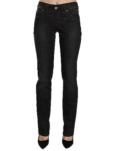 John Galliano Black Mid Waist Slim Fit Corduroy Denim Casual Women's Pants (view 1)