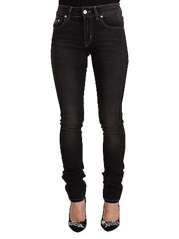 GF Ferre Black Washed Mid Waist Cotton Denim Skinny Women's Jeans (view 1)