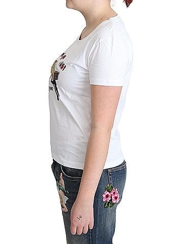 Moschino White Cotton Come Play 4 Us Print Tops Women's T-shirt (view 2)