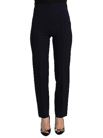 Aglini Black High Waist Polyester Women Straight Women's Pants (view 1)