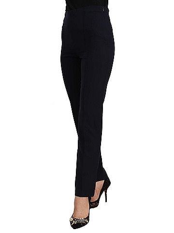 Aglini Black High Waist Polyester Women Straight Women's Pants (view 2)