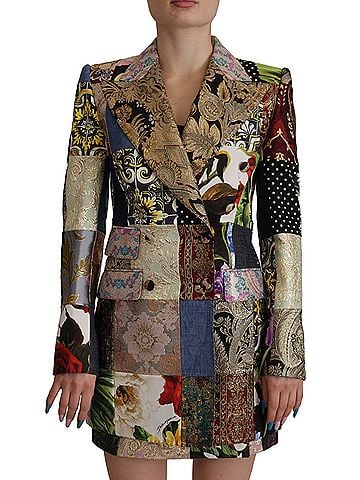 Dolce & Gabbana Basic Multicolor Double-Breasted Patchwork Jacquard Blazer Women's Jacket (view 1)