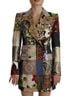 Dolce & Gabbana Basic 100% Cotton Solid Multi Color Multicolor Double-Breasted Patchwork Jacquard Blazer Women's Jacket Size XS - photo 1