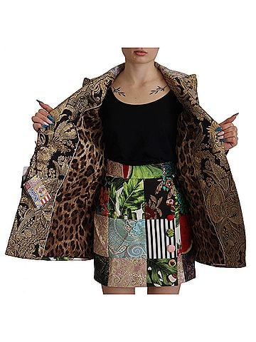 Dolce & Gabbana Basic Multicolor Double-Breasted Patchwork Jacquard Blazer Women's Jacket (view 2)