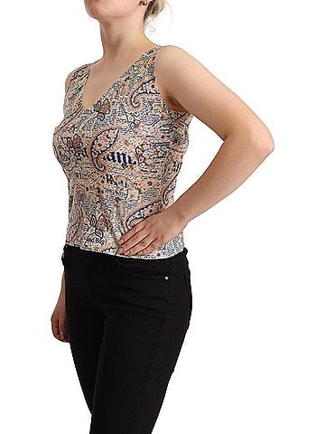 John Galliano Multicolor Cotton Sleeveless V-neck Tank Women's Top (view 2)