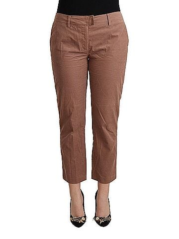 Costume National Brown Cotton Tapered Cropped Women's Pants (view 1)