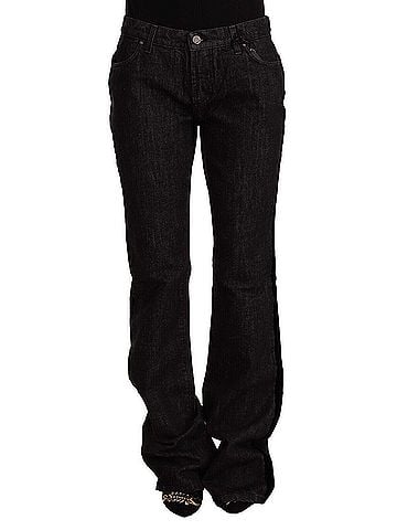 GF Ferre Black Mid Waist Cotton Denim Straight Boot Cut Women's Jeans (view 1)