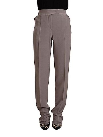 Giorgio Armani Brown High Waist Silk Tapered Long Women's Pants (view 1)