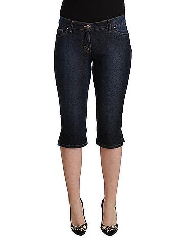 GF Ferre Blue Cotton Stretch Low Waist Slim Capri Denim Women's Jeans (view 1)