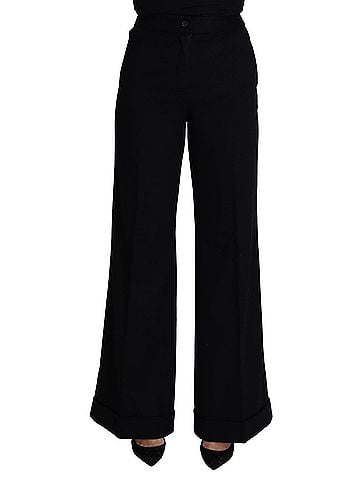 Dolce & Gabbana Basic Black Cashmere Wide Leg Women Trouser Women's Pants (view 1)
