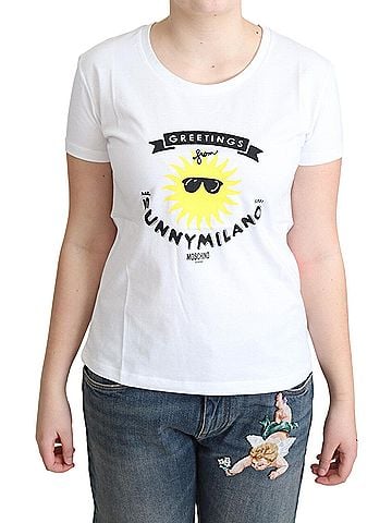 Moschino White Cotton Sunny Milano Print Women's T-shirt (view 1)