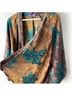 Indie Ella 100% Silk Floral Brown Blue Denim Jacket One size - photo 8