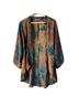 Indie Ella 100% Silk Floral Brown Blue Denim Jacket One size - photo 1