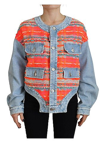 Dsquared2 Orange Blue Panelled Button Front Denim Women's Jacket (view 1)