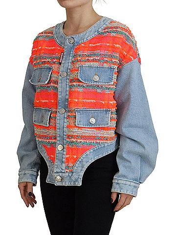 Dsquared2 Orange Blue Panelled Button Front Denim Women's Jacket (view 2)