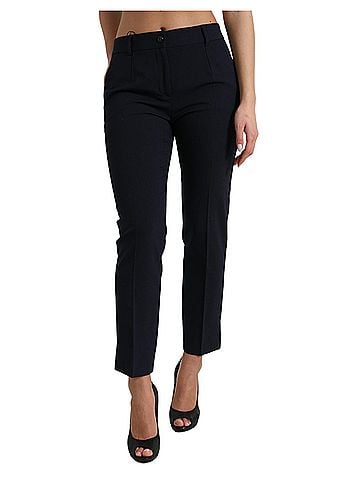 Dolce & Gabbana Basic Blue Mid Waist Tapered Cropped Women's Pants (view 1)