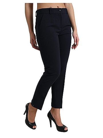 Dolce & Gabbana Basic Blue Mid Waist Tapered Cropped Women's Pants (view 2)