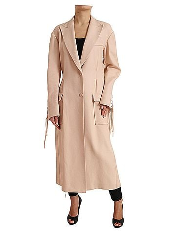 Dolce & Gabbana Basic Beige Cotton Single Breasted Long Coat Women's Jacket (view 1)