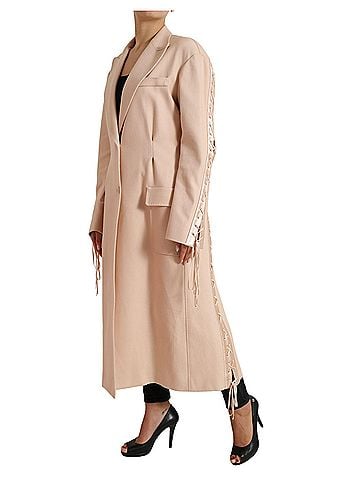 Dolce & Gabbana Basic Beige Cotton Single Breasted Long Coat Women's Jacket (view 2)