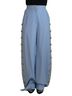 Dolce & Gabbana Basic 100% Wool Solid Blue Light Blue Button Wide Leg Women's Pants Size S - photo 1