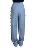 Dolce & Gabbana Basic 100% Wool Solid Blue Light Blue Button Wide Leg Women's Pants Size S - photo 3