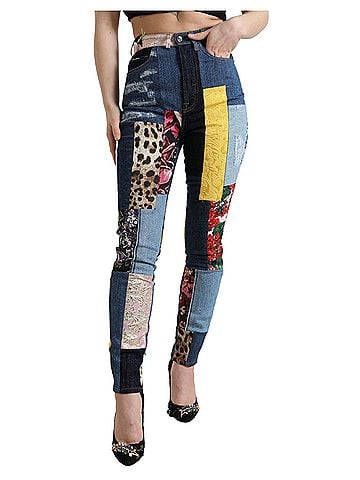 Dolce & Gabbana Basic Multicolor Patchwork GRACE Skinny Denim Women's Jeans (view 1)