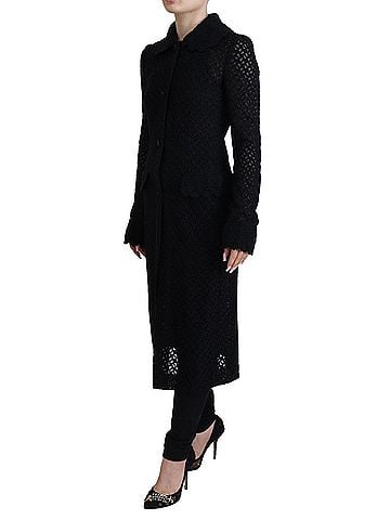 Dolce & Gabbana Basic Black Button Down Long Blazer Cotton Women's Jacket (view 2)