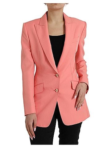 Dolce & Gabbana Basic Pink Polyester Single Breasted Blazer Women's Jacket (view 1)
