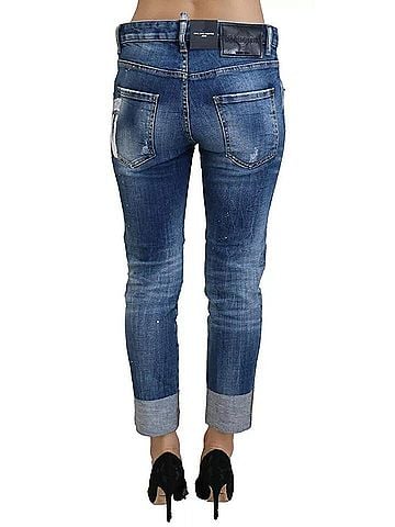 Dsquared2 Blue Icon Low Waist Cropped Cool Girl Denim Women's Jeans (view 2)