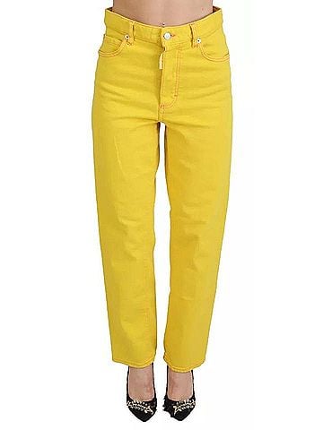 Dsquared2 Yellow Cotton High Waist Straight Denim Boston Women's Jeans (view 1)