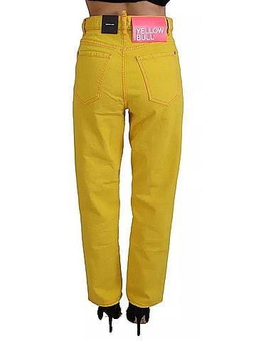 Dsquared2 Yellow Cotton High Waist Straight Denim Boston Women's Jeans (view 2)