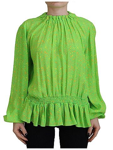 Dsquared2 Green Stars Print Viscose Long Sleeves Blouse Women's Top (view 1)