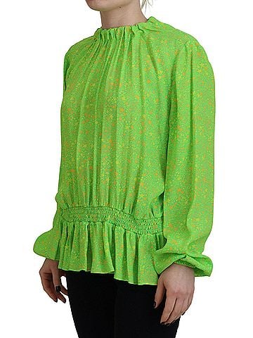 Dsquared2 Green Stars Print Viscose Long Sleeves Blouse Women's Top (view 2)