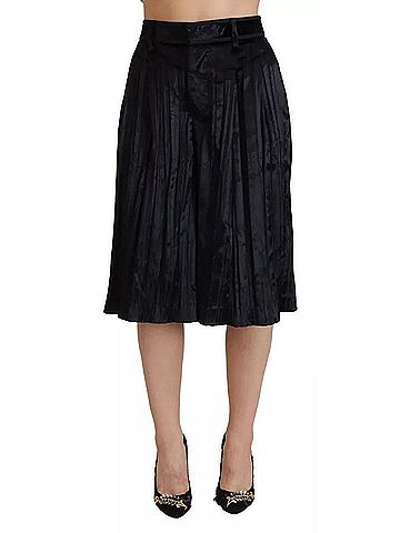 Dsquared2 Black Pleated High Waist Wide Leg Cropped Women's Pants (view 1)