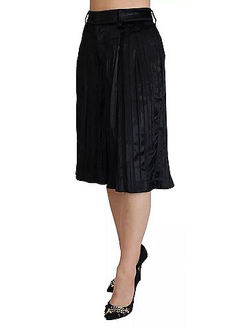 Dsquared2 Black Pleated High Waist Wide Leg Cropped Women's Pants (view 2)
