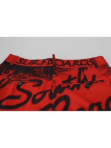 Dsquared2 Red Printed High Waist Wide Leg Cropped Women's Pants (view 2)
