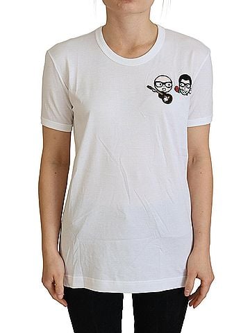 Dolce & Gabbana Basic White #dgfamily Crewneck Cotton Women's T-shirt (view 1)