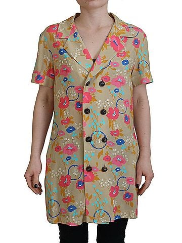 Dsquared2 Multicolor Printed Collared Button Front Long Blouse Women's Top (view 1)