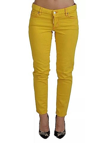 Dsquared2 Yellow Cotton Low Waist Cropped Jennifer Denim Women's Jeans (view 1)