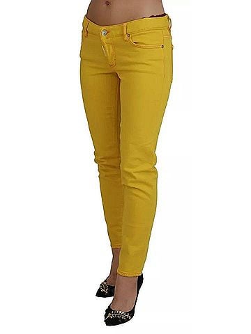 Dsquared2 Yellow Cotton Low Waist Cropped Jennifer Denim Women's Jeans (view 2)