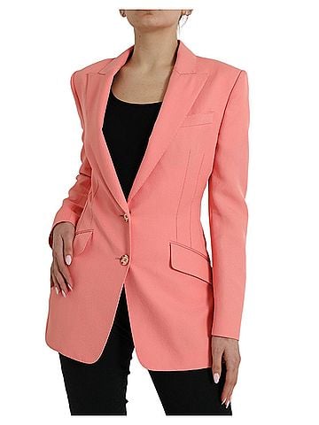 Dolce & Gabbana Basic Pink Polyester Single Breasted Blazer Women's Jacket (view 2)