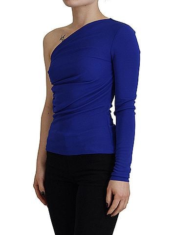 Dsquared2 Blue Viscose One Shoulder Slim Fit Blouse Women's Top (view 2)